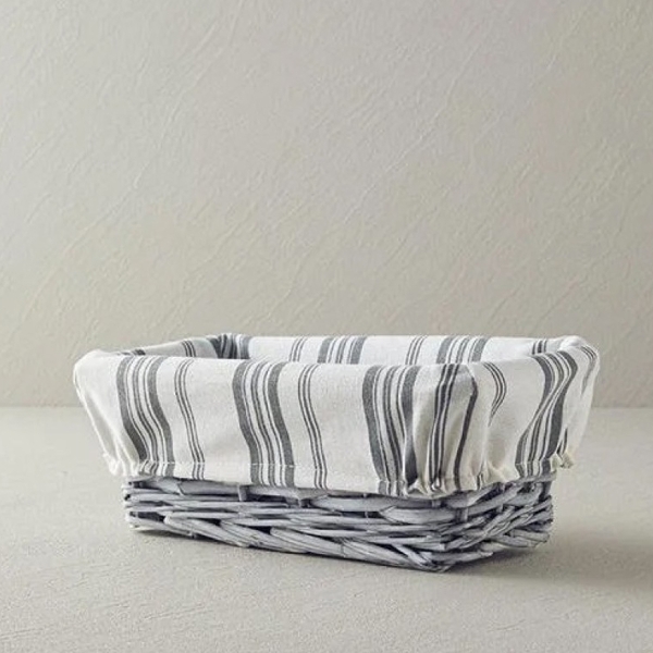 Coastal Wicker Bread Basket 26x13 cm Gray