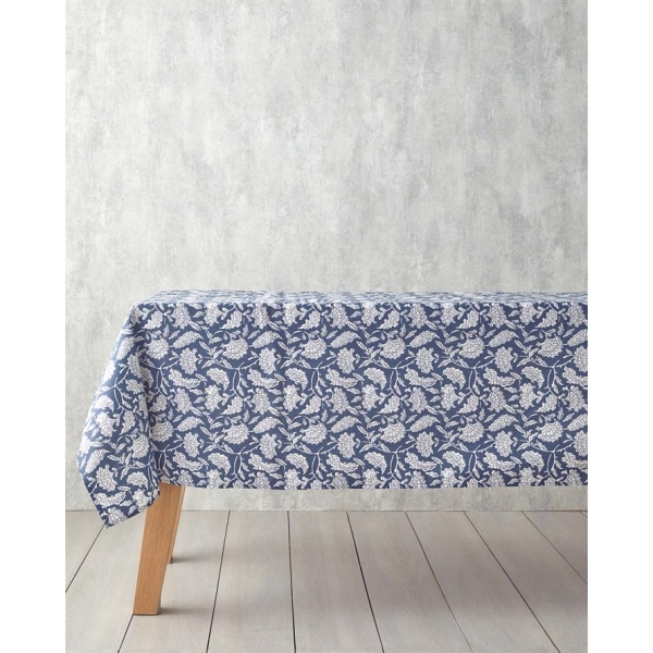 Lenna Cotton Polyester Waterproof Tablecloth 150x200 cm Navy Blue