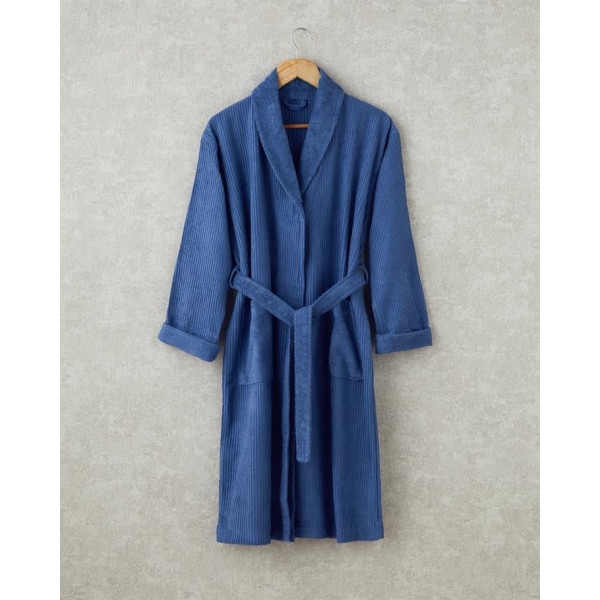 Summer Cotton Bathrobe S-M Navy Blue