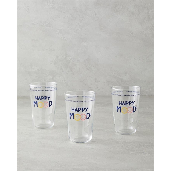 Happy Mood Glass 3-Piece Cups 400 ml Navy Blue