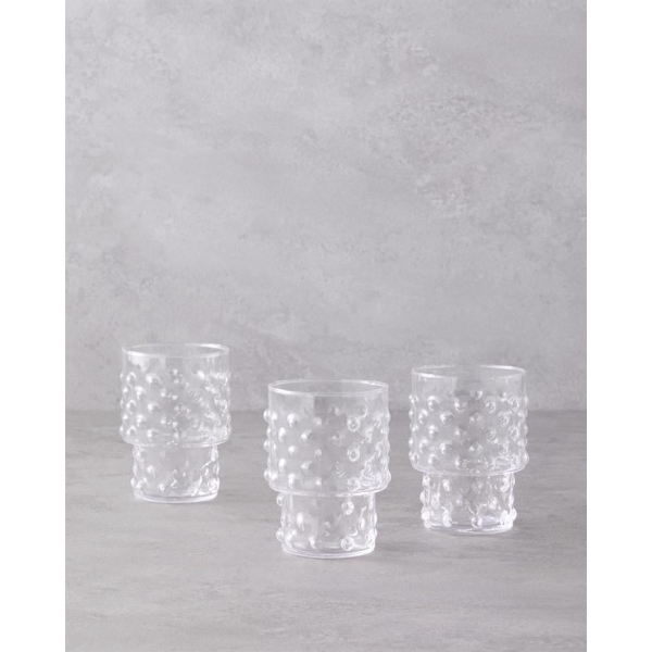 Bubbles Glass 3-Piece Cups 300 ml Transparent