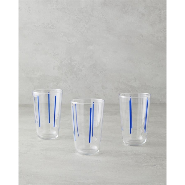 Liny Glass 3-Piece Cups 400 ml Blue