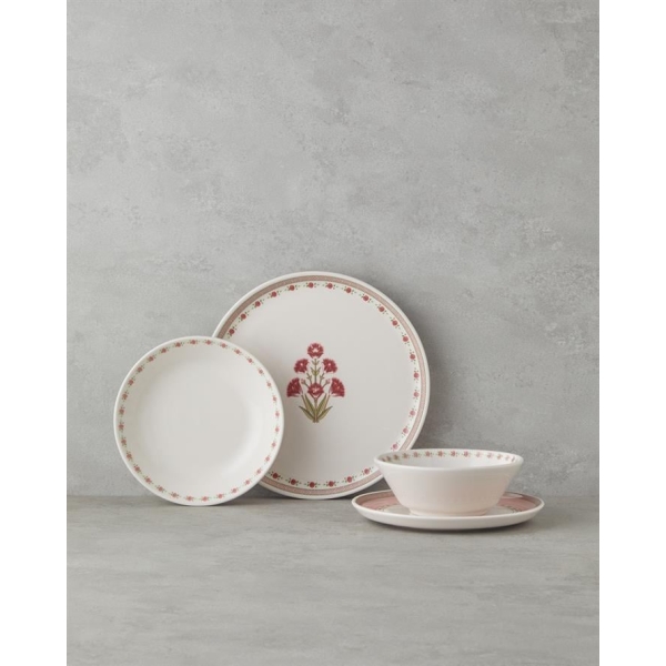 Cloves Ceramic Dinner Set 24 Pieces 6 Person Pink