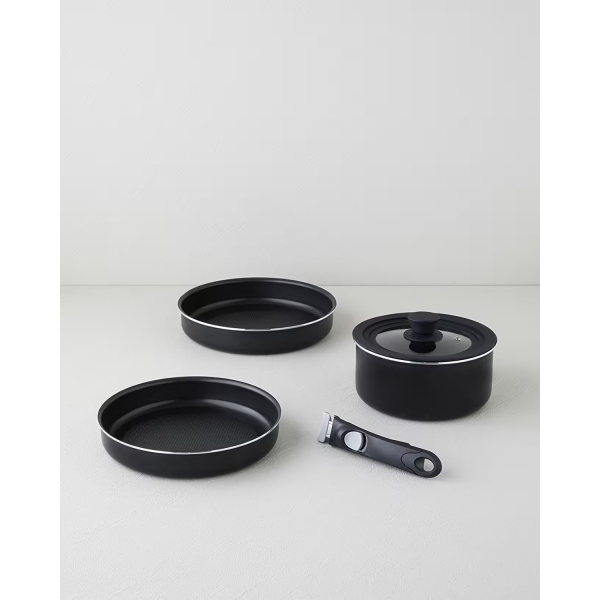 ClickEase Aluminum 5 Piece Pots and Pans Set 20/24/26 cm Black