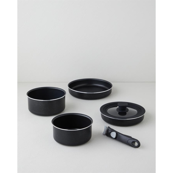 ClickEase Aluminum 6 Piece Pots and Pans Set 20/24/26 cm Black