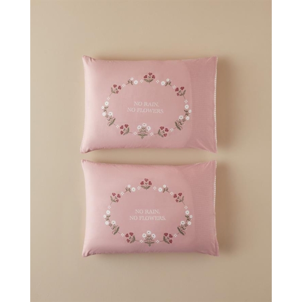 Retro Flower Cotton 2-Piece Pillowcase 50x70 cm Pink