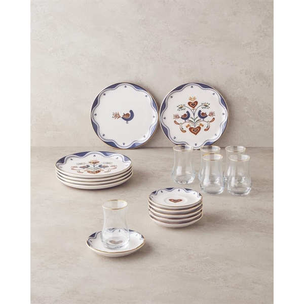 Blue Vista Ceramic Cake Set 18 Pieces for 6 People Navy Blue