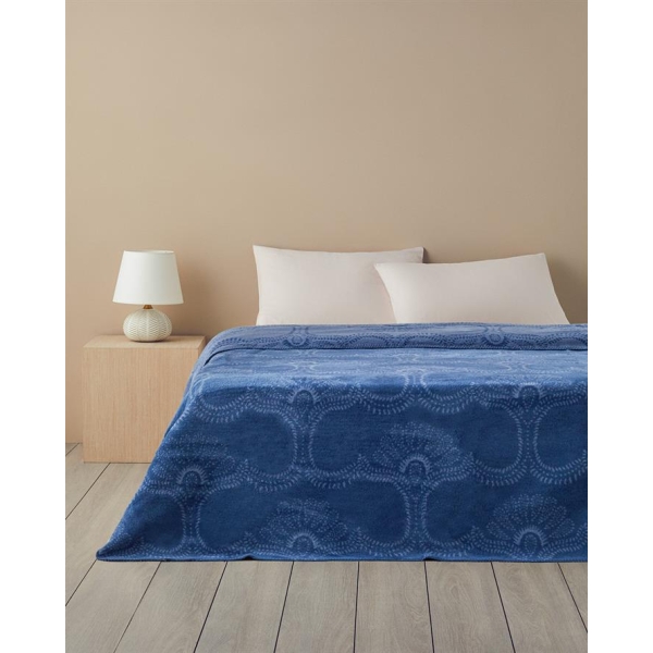 Spread Cotton Double Blanket 200x220 cm Blue