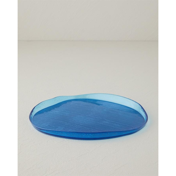 Coastal Charm Glass Cake Plate 21 cm Dark Blue