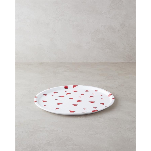 Watermellies Plastic Tray 36cm White - Red