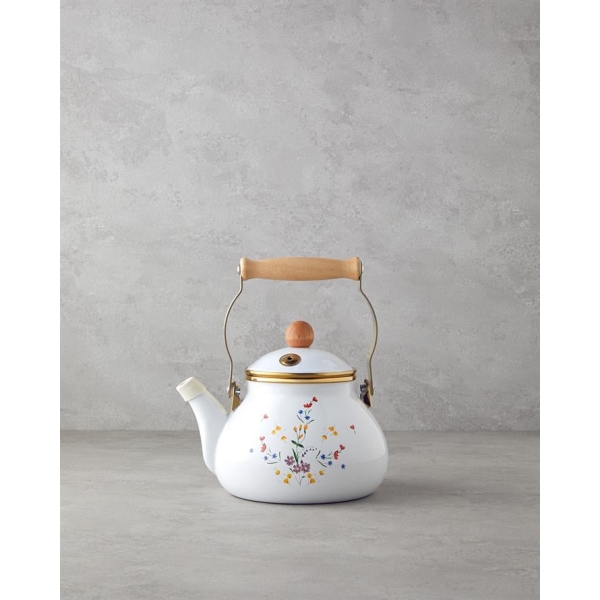 Floral Symphony Enamel Teapot 2 L White