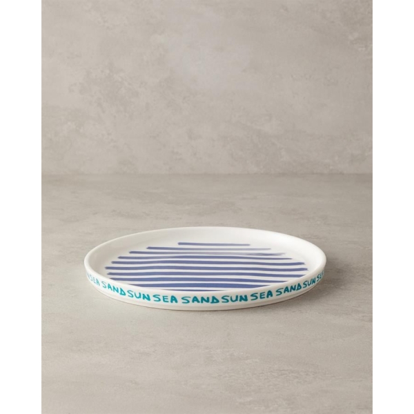 Jolly Lines Bone Porcelain Serving Plate 27 cm Blue