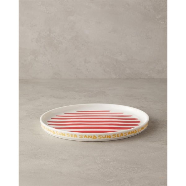 Jolly Lines Bone Porcelain Serving Plate 27 cm Red