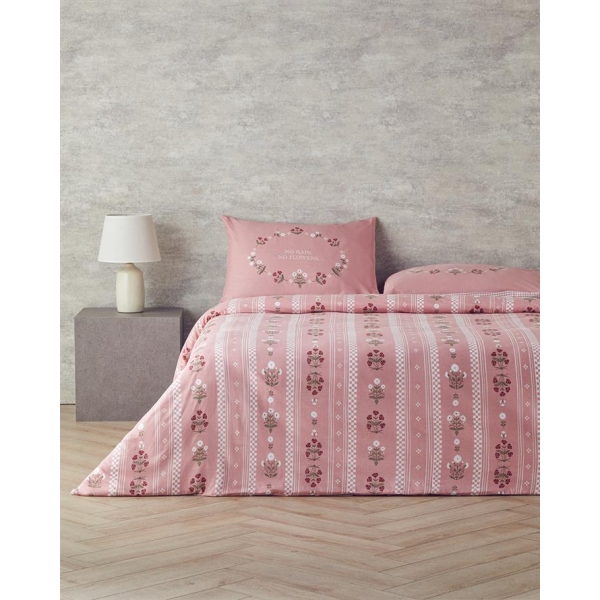 Retro Flower Cotton Double Duvet Cover Set 200x220 cm Pink