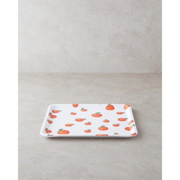 Orangeis Plastic Tray 32.5x32.5 cm White - Orange