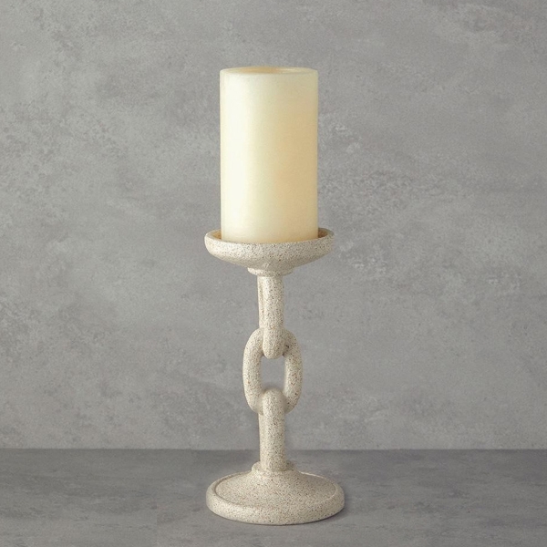 Chain Polyresin Candle Holder 9x9x20 cm Cream