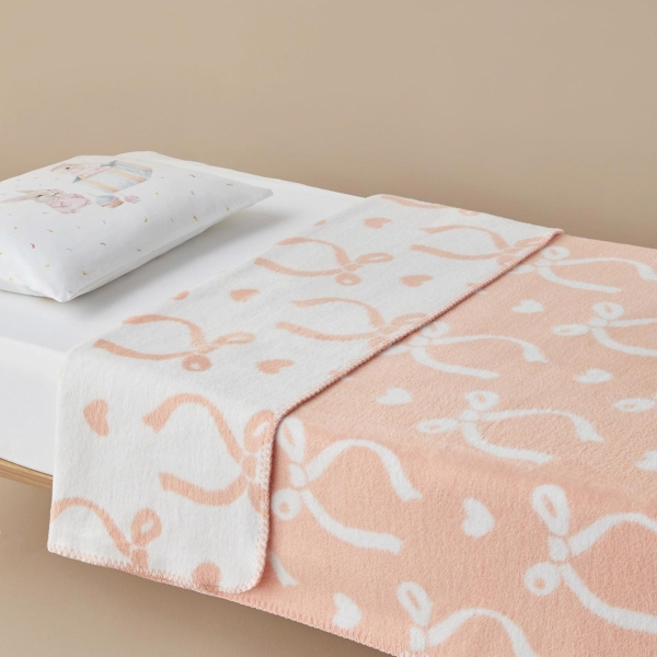 Love Bow Cotton Baby Blanket 100x120 cm Salmon