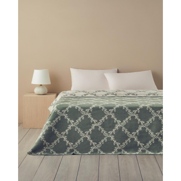 Ivy Trellis Cotton King Size Blanket 220x240 cm Green