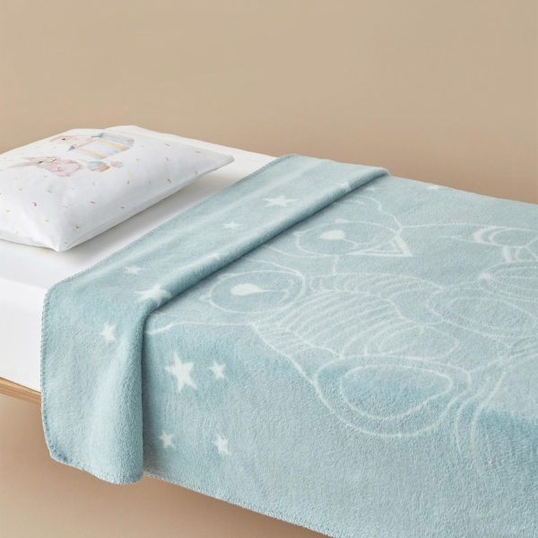 Glowing Bears Cotton Baby Blanket 100x120 cm Celadon