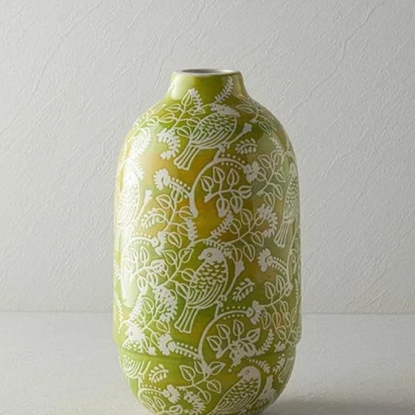 Garden Birds Ceramic Vase 17x17x31 cm Green