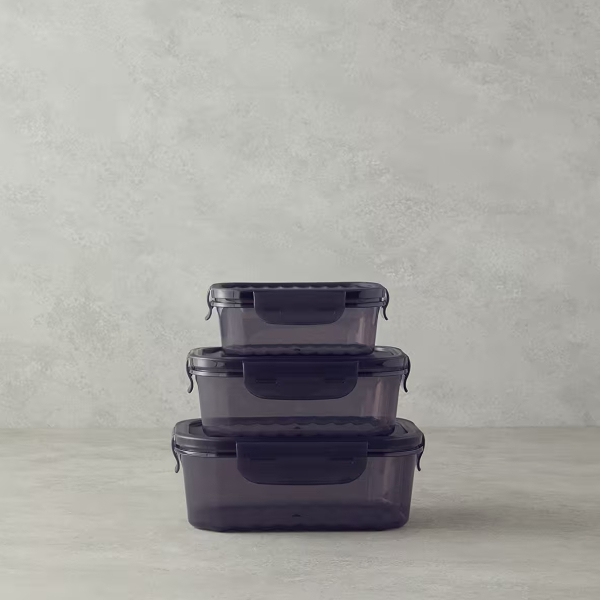 Sasha Plastic 3-Piece Storage Containers 400+800+1400 ml Anthracite