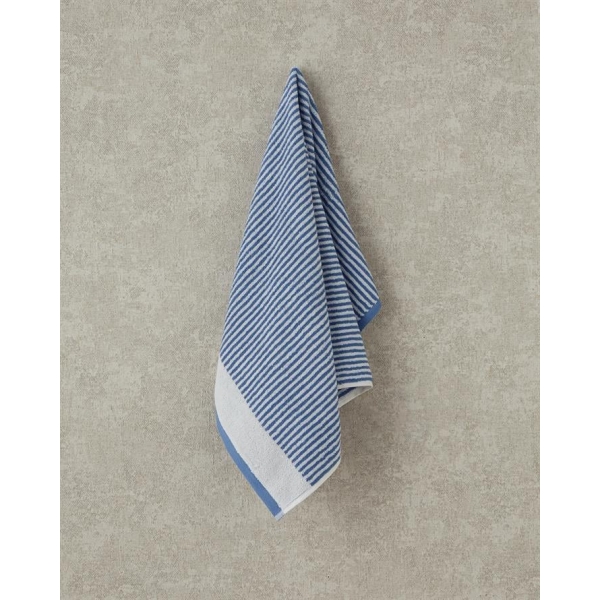 Ornate Stripe Cotton Yarn Dyed Face Towel 50x80 cm Ecru - Blue