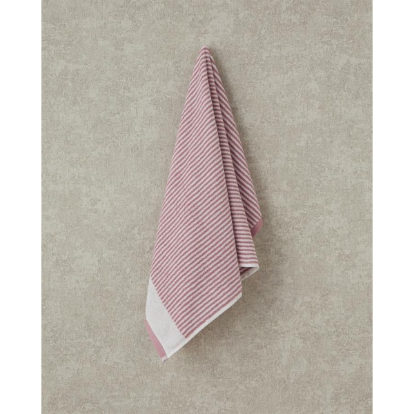 Ornate Stripe Cotton Yarn Dyed Face Towel 50x80 cm Ecru - Pink