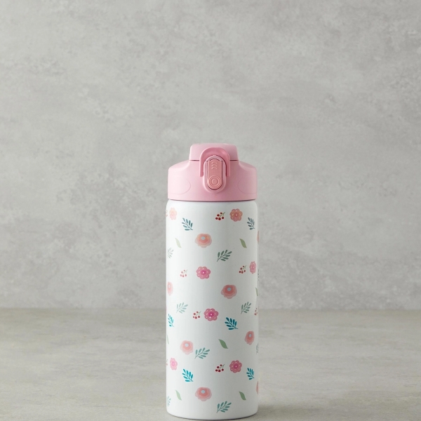 Good Mood Kids Flowers Steel Thermos Cup 600 ml Pink