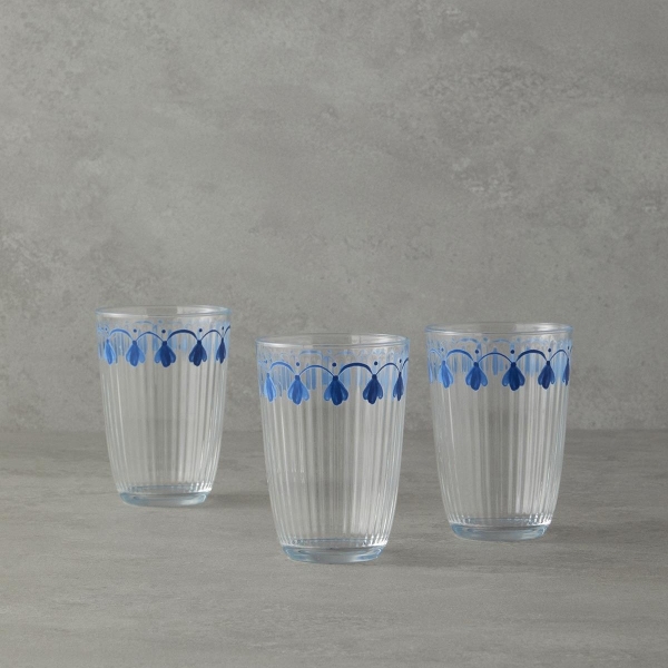 Carnival Drip Glass 3-Piece Cup 395 ml Blue