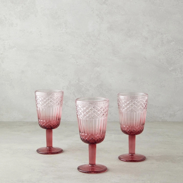 Blush Glass 3-Piece Cups Pink