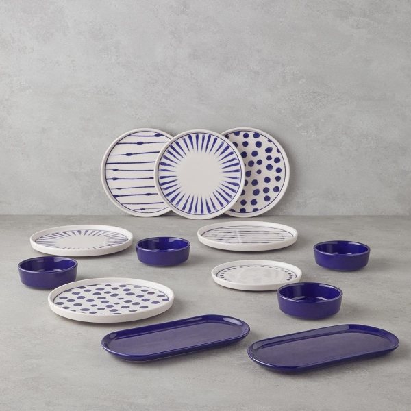 Cosmos Ceramic Breakfast Set 14 pieces for 6 people Navy Blue