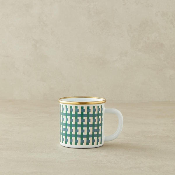 Retro Plaid Enamel Mug 350 ml Colorful