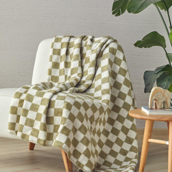 Light Plaid Acrylic Tv Blanket 130x170 cm Green