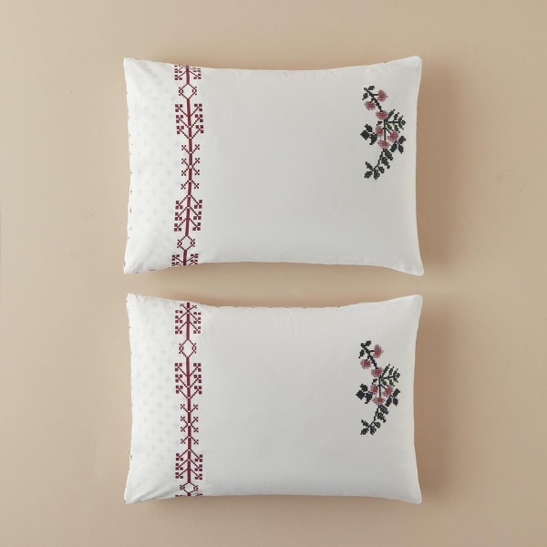 Etamine Flower Double-Sided Cotton 2-Piece Pillowcase 50x70 cm Pink