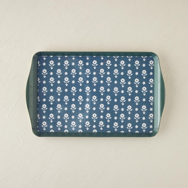 Retro Style Melamine Tray 24x39 cm Navy Blue