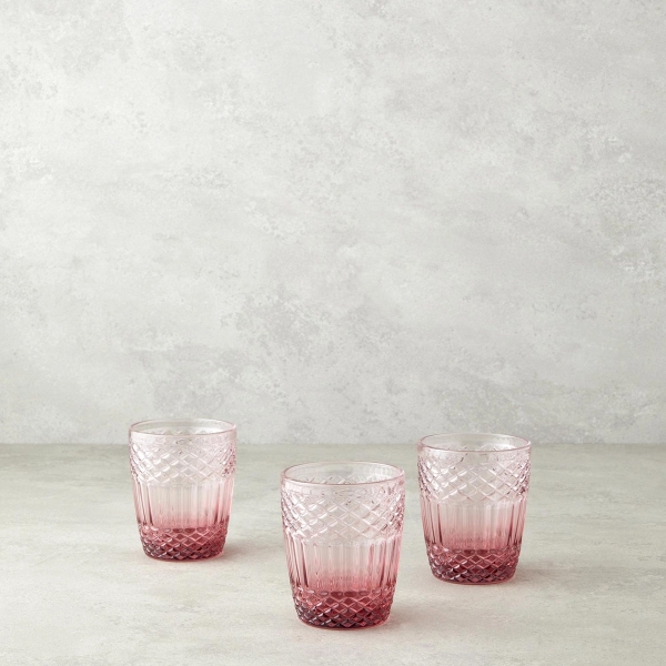 Blush Glass 3-Piece Cups 300 ml Pink