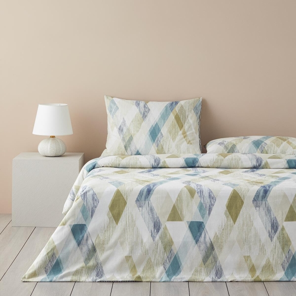 Modern Argyle Cotton Double Duvet Cover Set 200x220 cm Blue