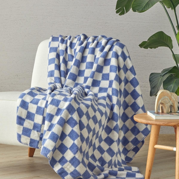 Retro Plaid Acrylic TV Blanket 130x170 cm Blue