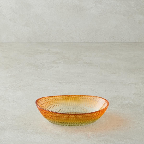 Arina Glass Footed Salad Bowl 16x13 cm Green-Orange