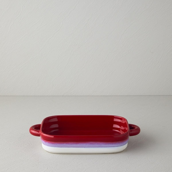 Cheerful Stoneware Oven Bowl 32x19x6 cm Red