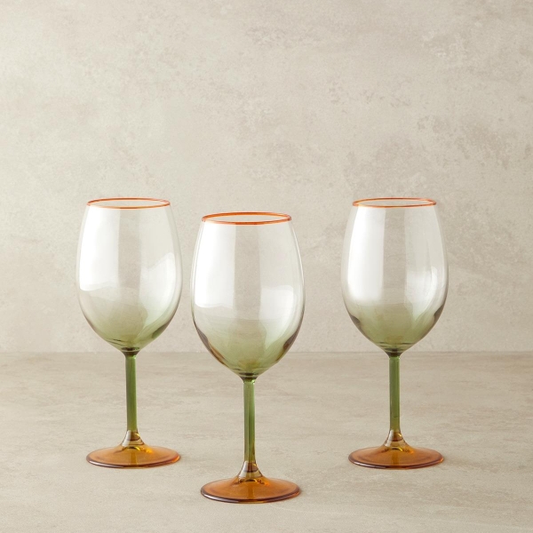 Citrus Glass 3-Piece Cups 440 ml Amber-Green