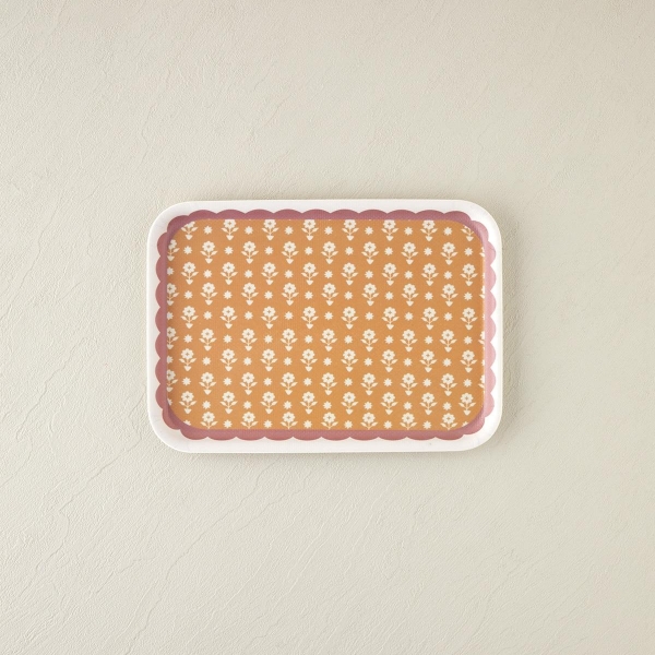 Retro Style Melamine Non-Slip Tray 20x28.5 cm Pink