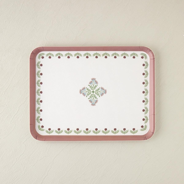 Retro Vague Melamine Non-Slip Tray 27x36 cm Pink