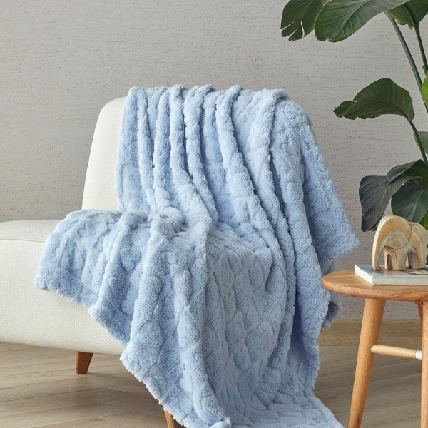 Fancy Love Jacquard Wellsoft Tv Blanket 120x160 cm Light Blue