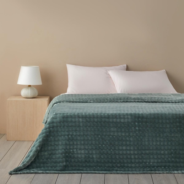 Glance Bubble Supersoft Double Blanket Sage 200x220 cm Green