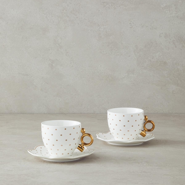 Extension Porcelain 4 Piece 2 Person Cup Set 200 ml Gold