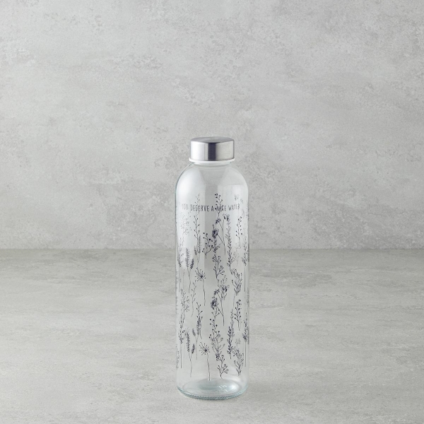 Floral Glass Bottle 750 ml Transparent