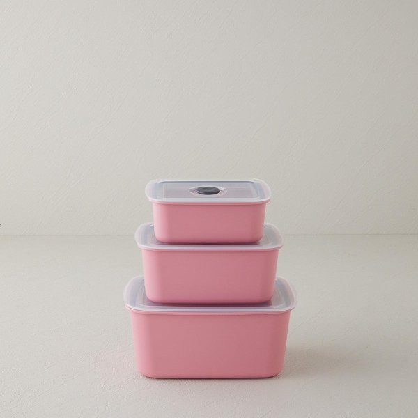 Calvina Plastic 3 Piece Storage Box 450 x 950 x 1800 ml Pink