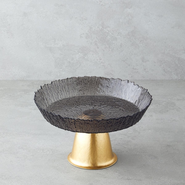 Regal Glass Cake Stand 25 cm Black-Gold