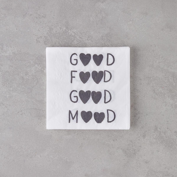 Good Mood 20-Piece Paper Napkins Black - White